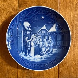 1987 Bing & Grondahl Christmas plate, Snowman's Christmas Eve